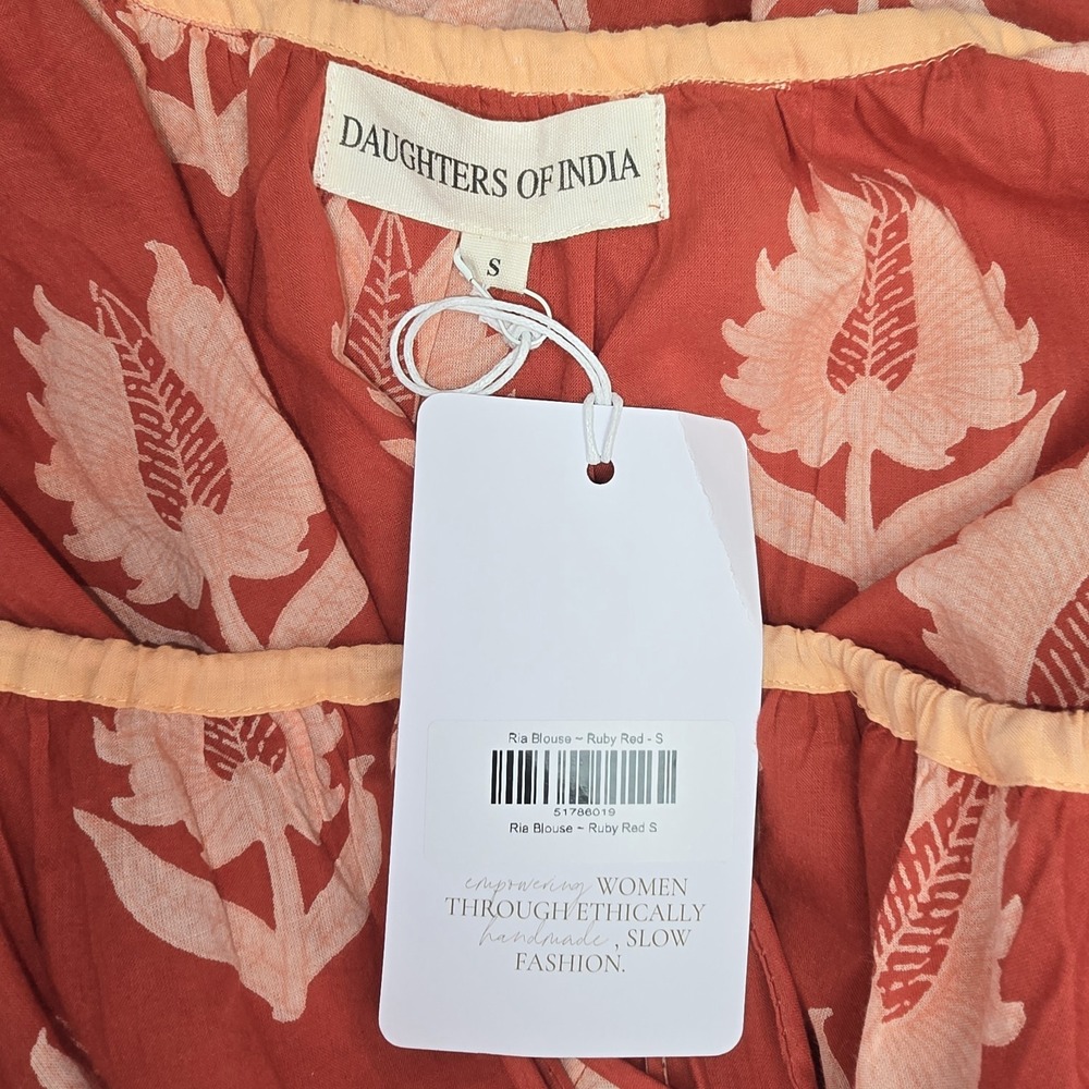 Daughters of India Ria Blouse Size S Oversized Scoop Neck Billow Sleeve NWT - Picture 10 of 13